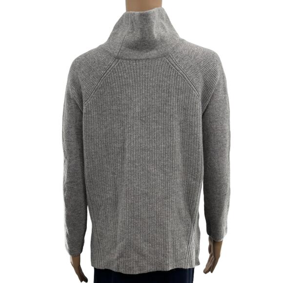 Vince Gray Side Zip Rib Knit Wool Cashmere Turtleneck Sweater - Picture 10 of 11